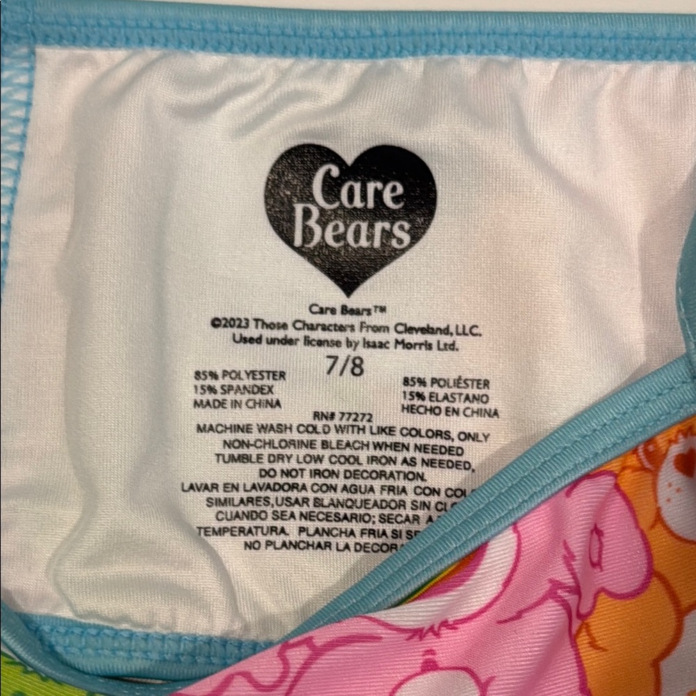 Girls Care Bears 2 piece bikini swimsuit bathing suit 6 6x 7 8 NWT NEW summer - Picture 6 of 6